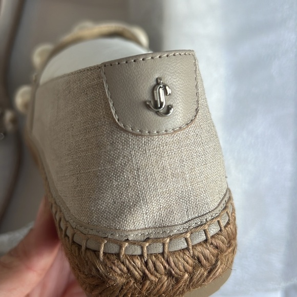 Jimmy Choo Dru Linen Pearly Espadrille Loafers - Picture 5 of 12